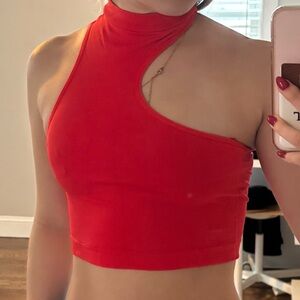 Garage Red Asymmetrical Women's Top